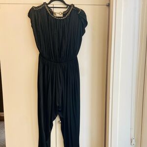 Lanvin 2014 Elegant Black Jumpsuit Romper with chain design